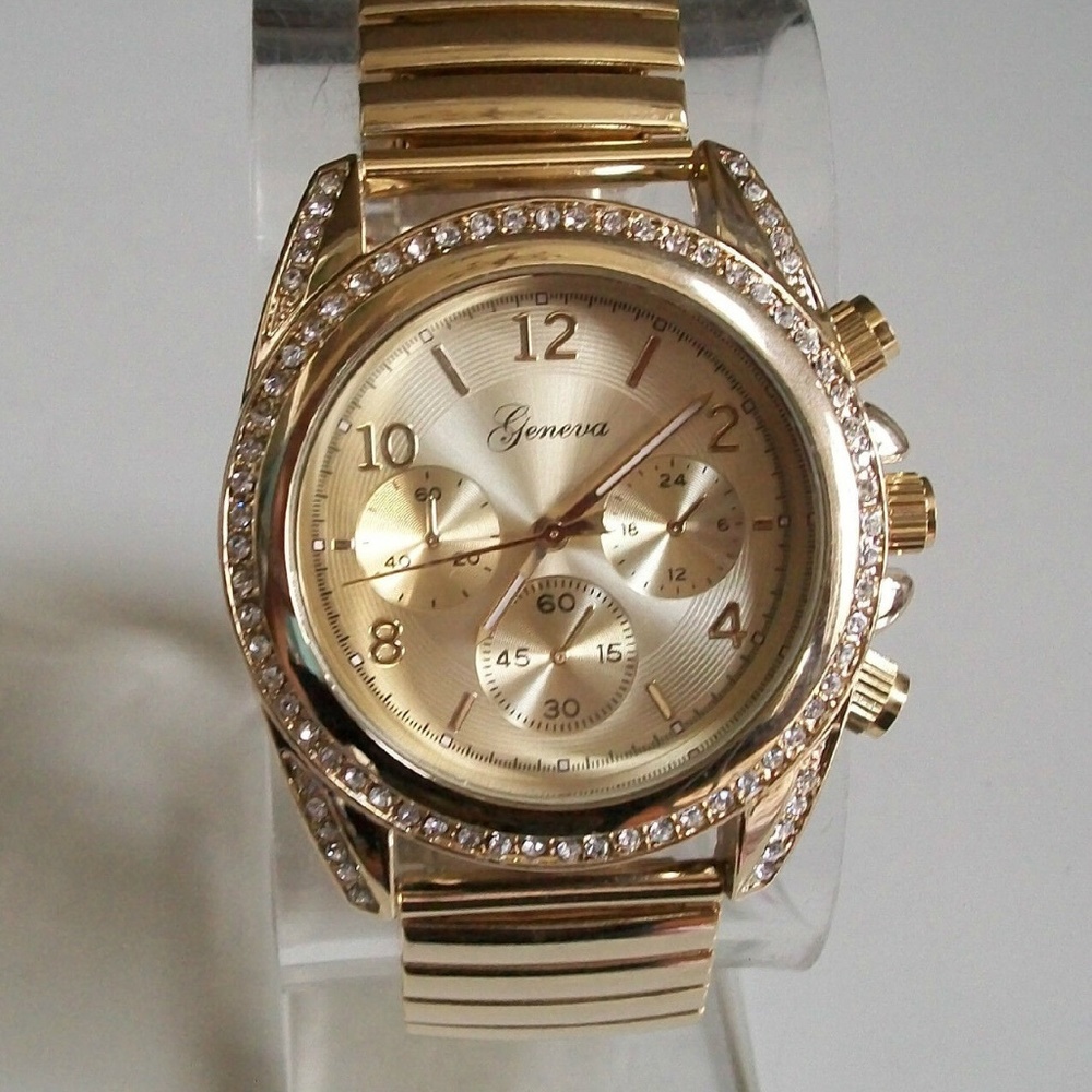 COPY - Women's Rhinestone Stretch Band Gold Finis…